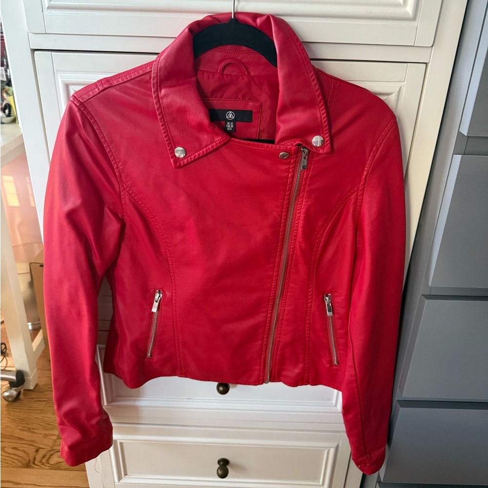 Red Faux Leather Jacket Size 6